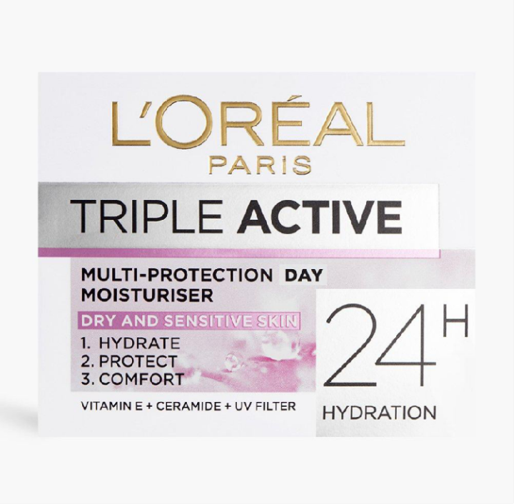 Loreal Triple Active Moisturiser 50ml - Day Moisturizer Dry & Sensitive